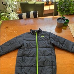 The North Face Black Puffer Jacket with Green Accents